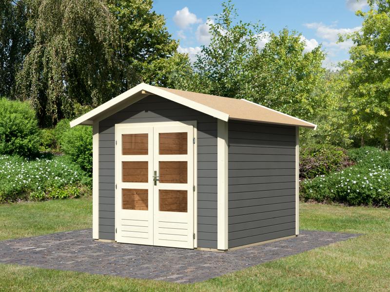 Karibu Gartenhaus Ravenna 1 terragrau, inkl. Fußboden