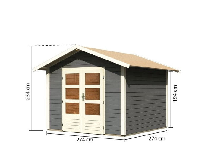 Karibu Gartenhaus Ravenna 2, terragrau, inkl. Fußboden