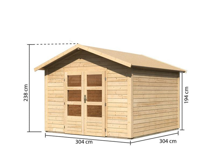 Karibu Gartenhaus Ravenna 3 naturbelassen, inkl. Fußboden