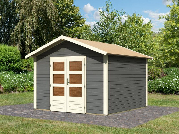 Karibu Gartenhaus Ravenna 3 terragrau