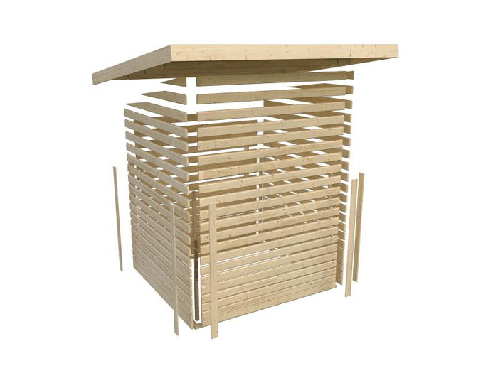 Karibu Gartenhaus Retola 2 , terragrau mit Anbauschrank, inkl. Anbaudach 2,40 Meter