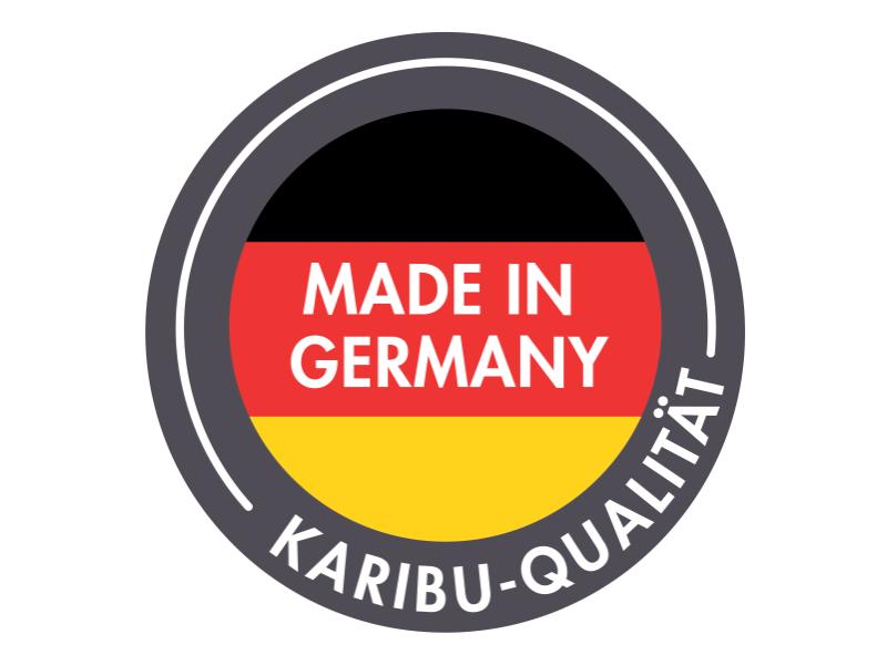 Karibu Gartenhaus Retola 3 in terragrau mit Anbauschrank und Anbaudachdach 2,80 Meter