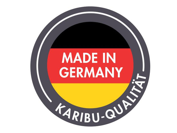 Karibu Gartenhaus Retola 4 mit Anbauschrank und Anbaudach 2,80 Meter, terragrau