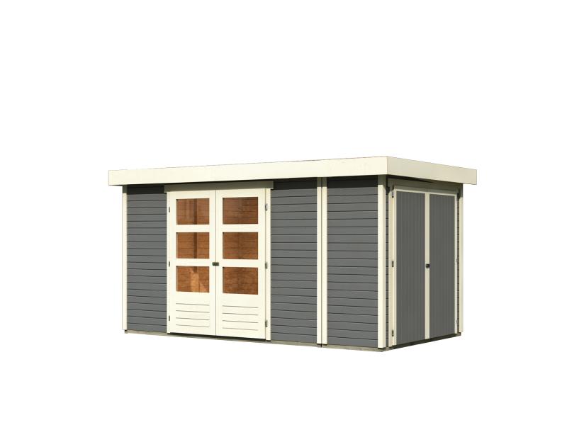 Karibu Gartenhaus Retola 5 inkl. Anbauschrank, terragrau