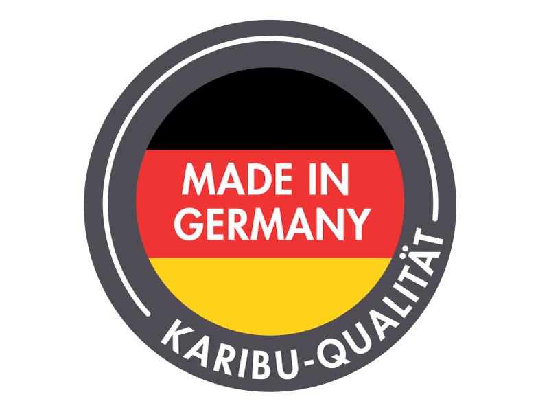 Karibu Gartenhaus Retola 5 mit Anbauschrank und Anbaudach 2,40 Meter, terragrau