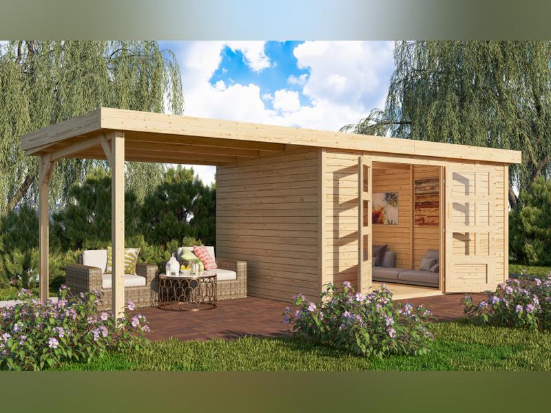 Karibu Gartenhaus Retola 6 mit Anbaudach 2,80 Meter