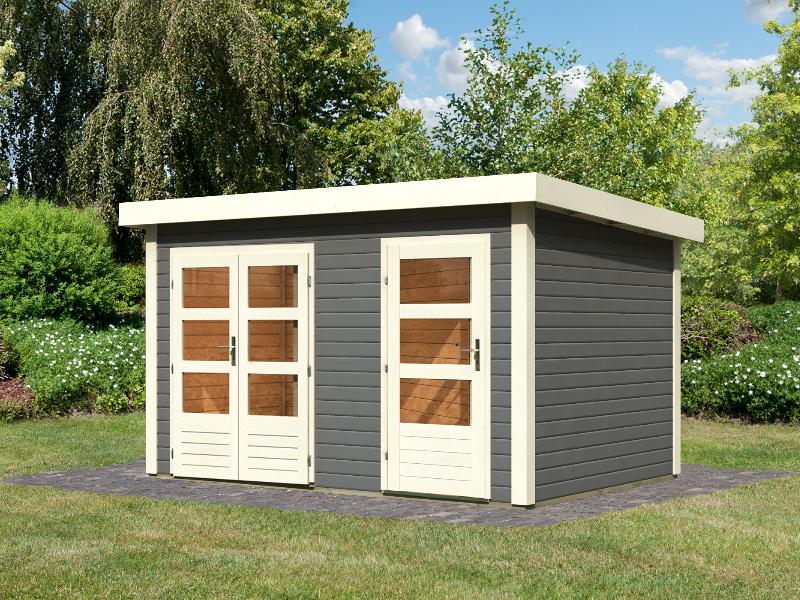 Karibu Gartenhaus Schönbuch 1,  38 mm 2-Raum-Haus - terragrau