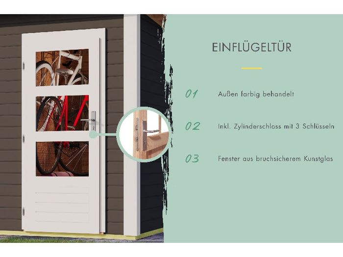 Karibu Gartenhaus Schönbuch 1,  38 mm 2-Raum-Haus - terragrau