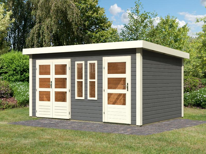 Karibu Gartenhaus Schönbuch 2 in terragrau 38 mm 2-Raum-Haus