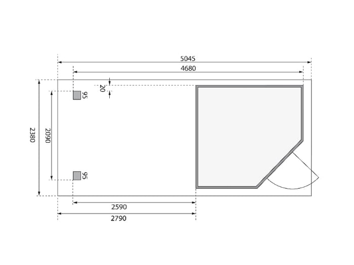 Karibu Gartenhaus Schwandorf 3 natur mit Anbaudach 2,8 m inkl. Rückwand