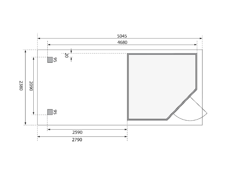 Karibu Gartenhaus Schwandorf 3 natur mit Anbaudach 2,75 Meter