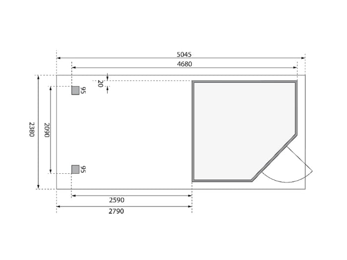 Karibu Gartenhaus Schwandorf 3 natur mit Anbaudach 2,75 Meter