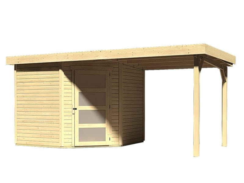 Karibu Gartenhaus Schwandorf 5 natur mit Anbaudach 2,25 Meter
