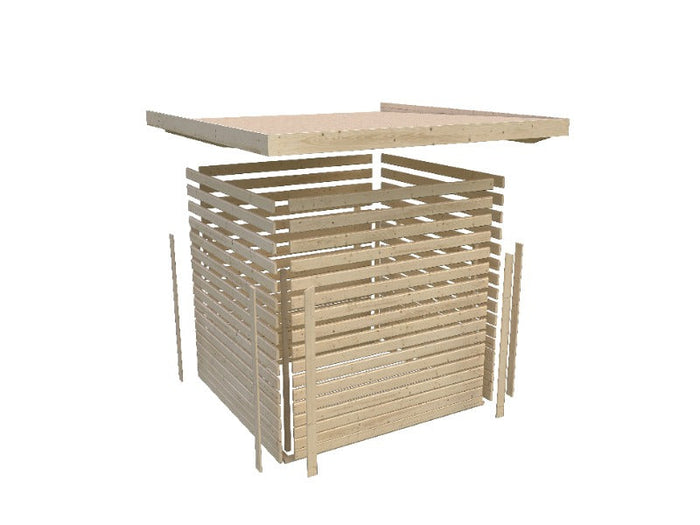 Karibu Gartenhaus Schwandorf 5 natur mit Anbaudach 2,25 Meter