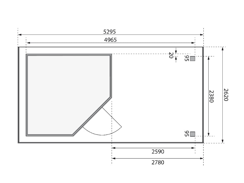 Karibu Gartenhaus Schwandorf 5 natur mit Anbaudach 2,75 Meter, Seiten- und Rückwand