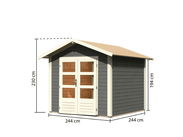 Karibu Gartenhaus Talkau 4 in terragrau 28 mm