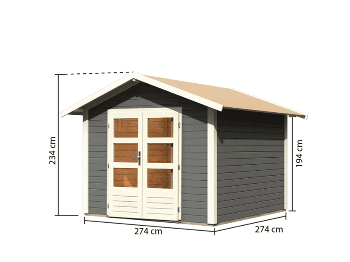 Karibu Gartenhaus Talkau 6 in terragrau 28 mm