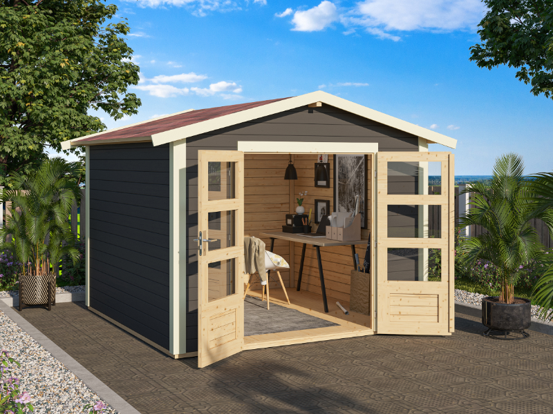 Karibu Gartenhaus Talkau 6 in terragrau 28 mm