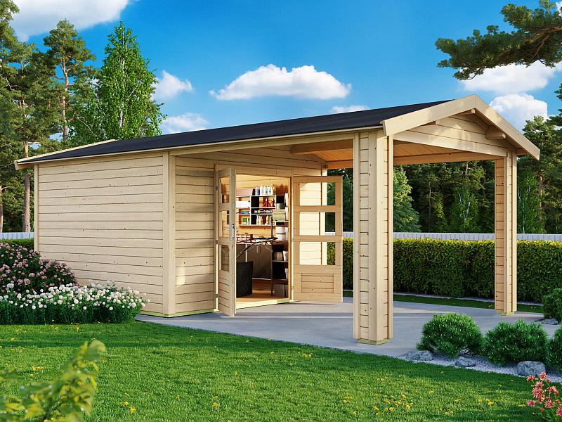 Karibu Gartenhaus Theres 3 natur- 1 Dachbausbauelement