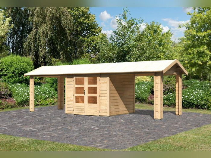 Karibu Gartenhaus Theres 3 natur- 2 Dachbausbauelemente