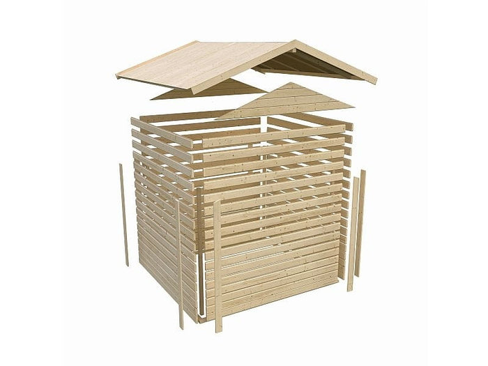 Karibu Gartenhaus Theres 3 natur- 2 Dachbausbauelemente