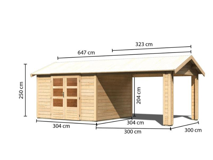 Karibu Gartenhaus Theres 7 natur- 1 Dachbausbauelement