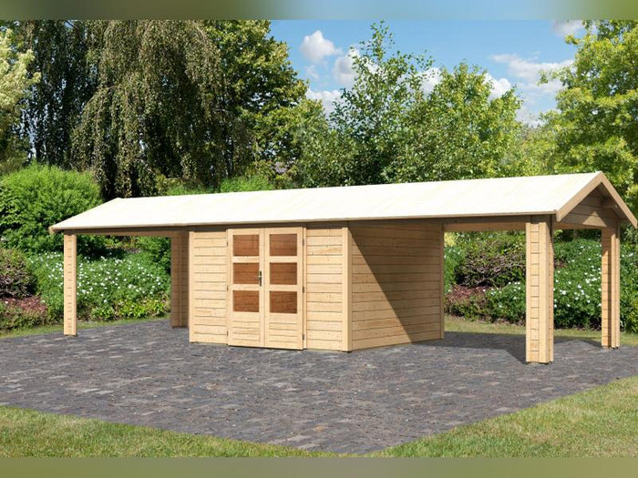 Karibu Gartenhaus Theres 7 natur- 2 Dachbausbauelemente