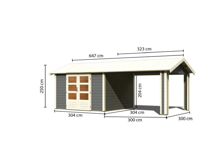 Karibu Gartenhaus Theres 7 terragrau- 1 Dachbausbauelement