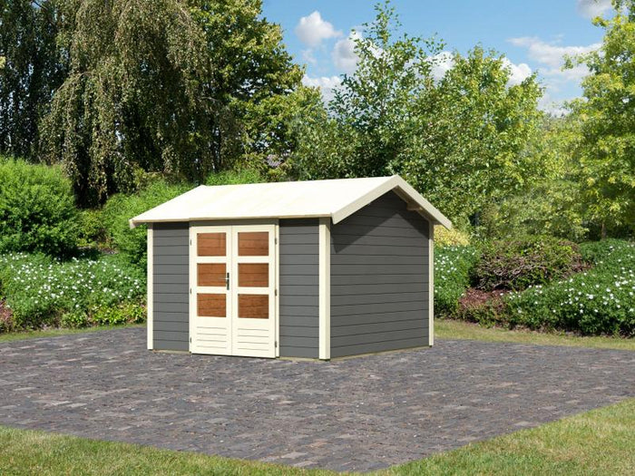 Karibu Gartenhaus Theres 7 terragrau 28 mm