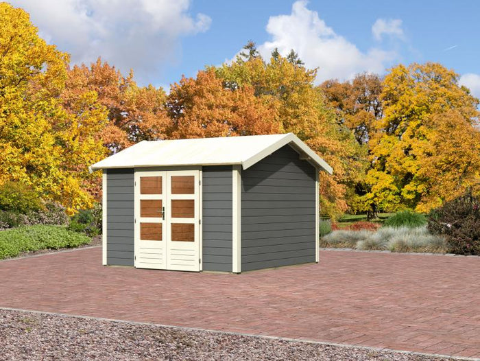 Karibu Gartenhaus Theres 7 terragrau 28 mm