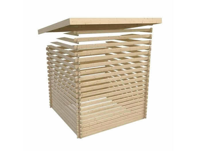 Karibu Gartenhaus Trittau 3 natur mit Anbaudach 3,3 m inkl. Rückwand