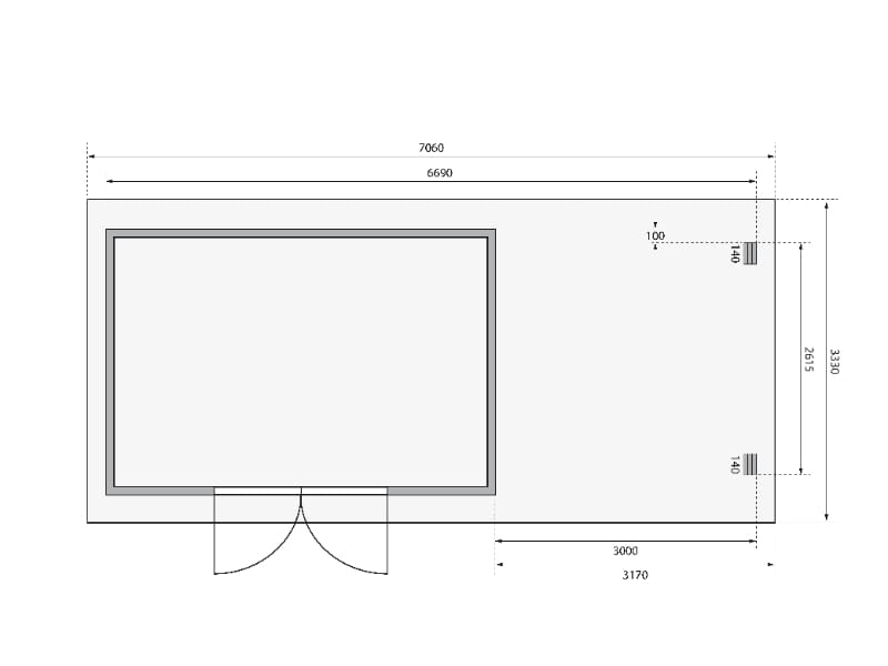 Karibu Gartenhaus Trittau 5 inkl. Anbaudach 3,3 m inkl. Rück- und Seitenwand