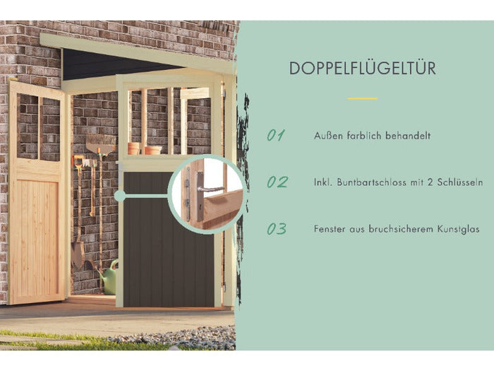 Karibu Gartenhaus Wandlitz 2 terragrau 19 mm