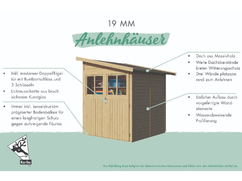 Karibu Gartenhaus Wandlitz 4 terragrau 19 mm