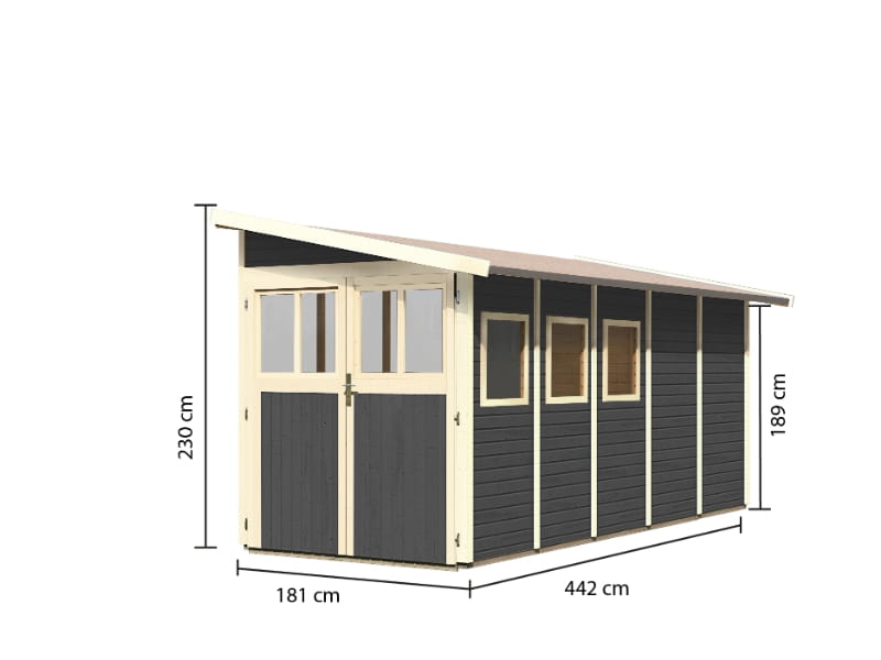 Karibu Gartenhaus Wandlitz 5 terragrau 19 mm