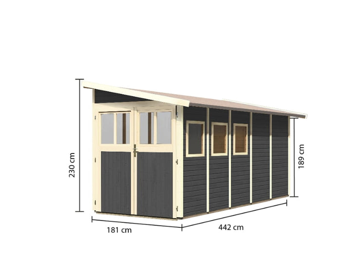 Karibu Gartenhaus Wandlitz 5 terragrau 19 mm