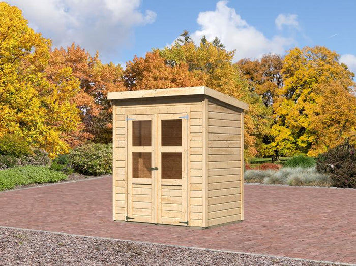 Karibu Gerätehaus Merseburg 2 natur 14 mm