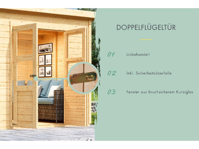 Karibu Gerätehaus Merseburg 2 natur 14 mm