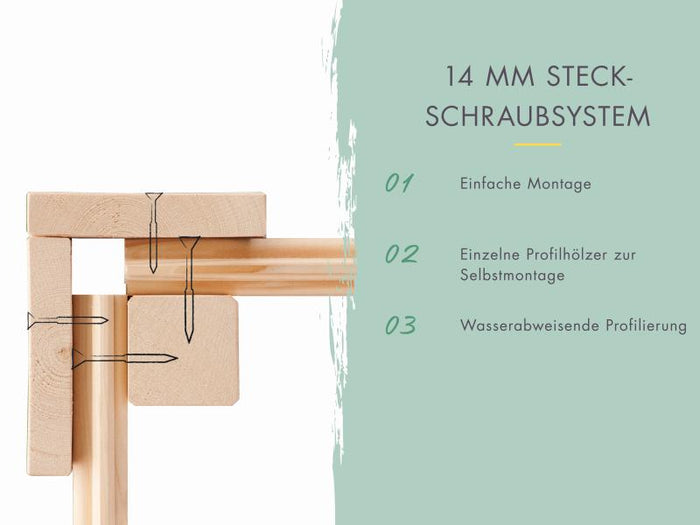 Karibu Gerätehaus Merseburg 3 SET mit Anbaudach, vorvergraut