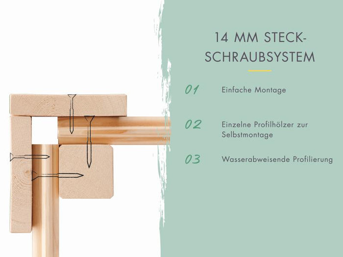 Karibu Gerätehaus Merseburg 3, vorvergraut, 14 mm