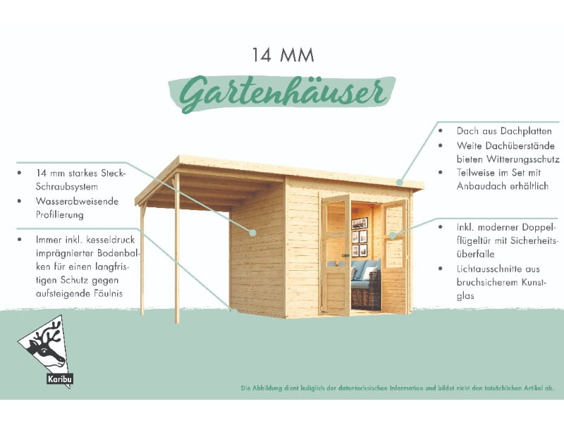 Karibu Gerätehaus Merseburg 5 natur 14 mm