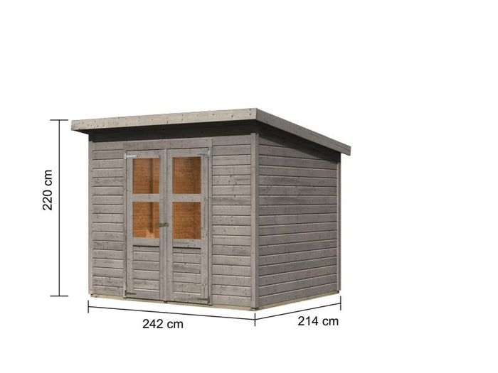 Karibu Gerätehaus Merseburg 5, vorvergraut, 14 mm