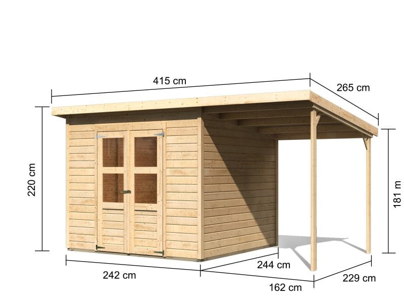 Karibu Gerätehaus Merseburg 6 SET mit Anbaudach