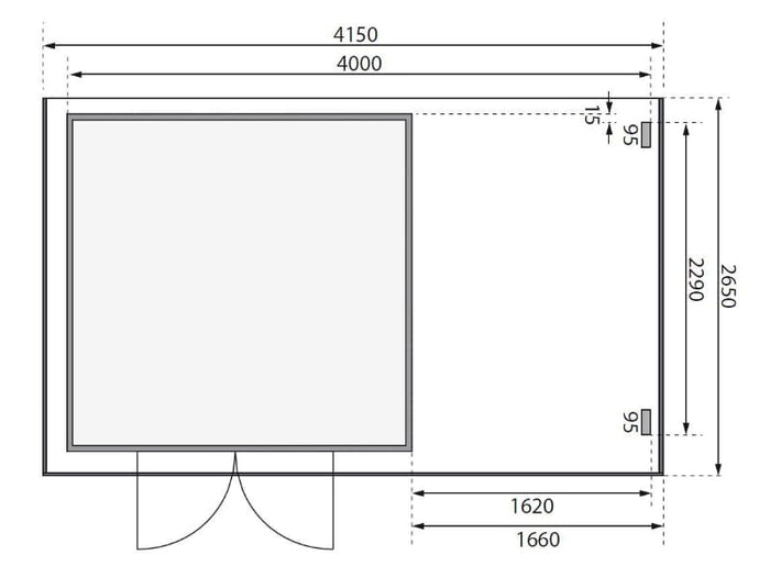 Karibu Gerätehaus Merseburg 6 SET mit Anbaudach, vorvergraut