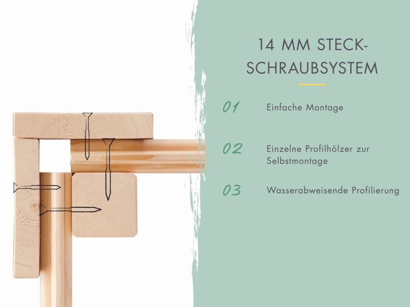 Karibu Gerätehaus Merseburg 6 SET mit Anbaudach, vorvergraut