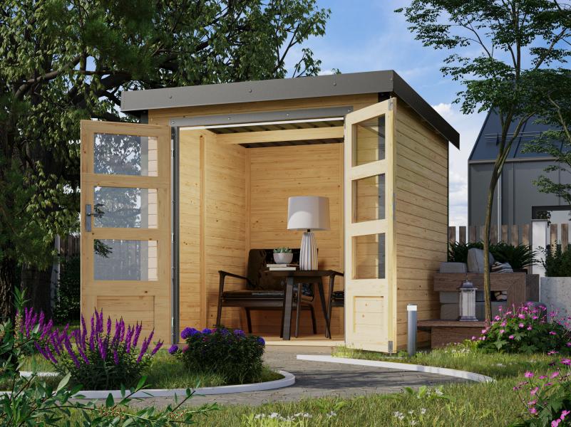 Karibu Hybrid Gartenhaus Jupiter 2 A naturbelassen/graualuminium