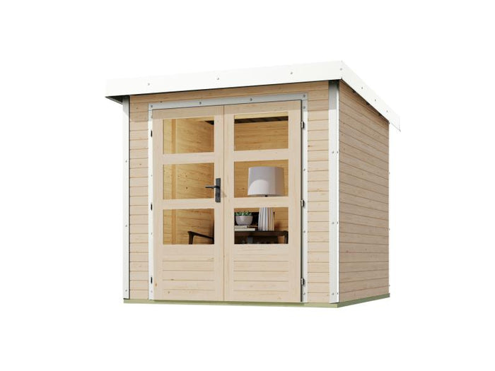 Karibu Hybrid Gartenhaus Jupiter 2 A naturbelassen/weiß