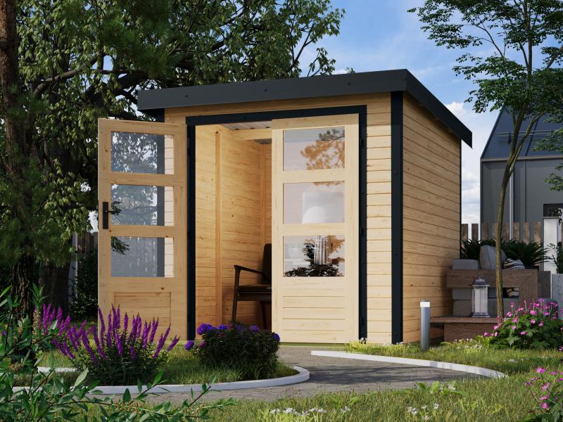 Karibu Hybrid Gartenhaus Jupiter 2 A naturbelassen/anthrazit