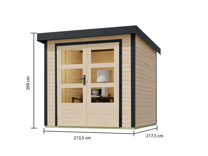 Karibu Hybrid Gartenhaus Jupiter 2 A naturbelassen/anthrazit