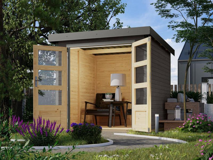 Karibu Hybrid Gartenhaus Jupiter 2 B terragrau/graualuminium